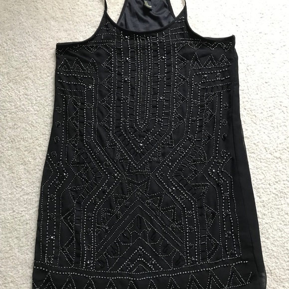 Black beaded sheath dress with spaghetti straps - Picture 9 of 9